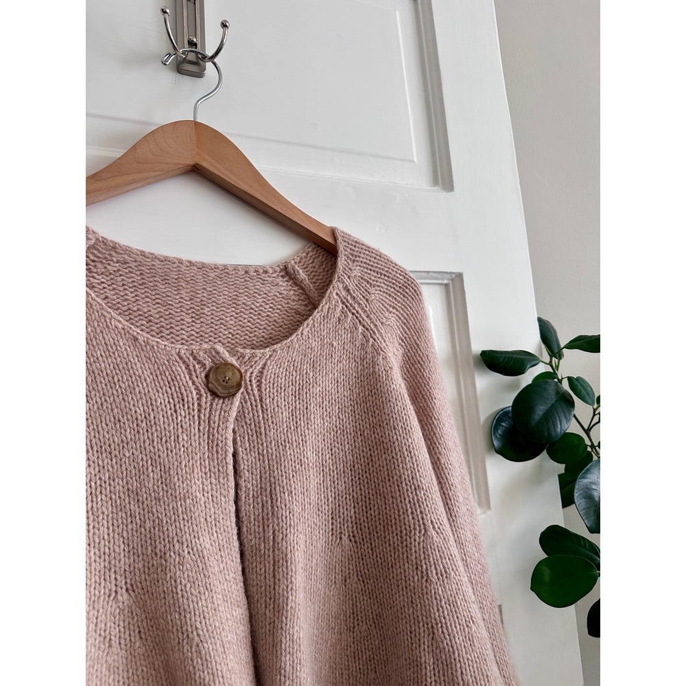 Rebecca Taylor Wool Angora Blend Chunky Knit Bell Sleeve Cropped Cardigan S Pink - Picture 2 of 9